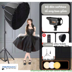 thumbnail Combo Kit LED Bediro BD800-S 100w softbox Parabolic 65cm remote kèm chân đèn lớn
