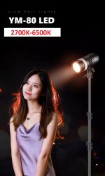 thumbnail combo LED chiếu điểm spot light YM-80 zoom led bicolor  3200K-6500K (đèn giả nắng) kèm chân đèn