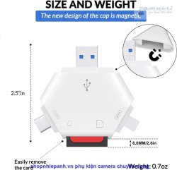 thumbnail Đầu đọc thẻ đa năng OTG 3 in 1  (USB-A, USB-C, Lightning) - 0