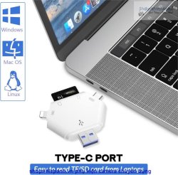 thumbnail Đầu đọc thẻ đa năng OTG 3 in 1  (USB-A, USB-C, Lightning) - 2