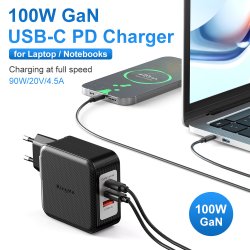 thumbnail Dây  Kingma TCTC-100W  100W GaN USB-C PD Charger for Laptops - 0