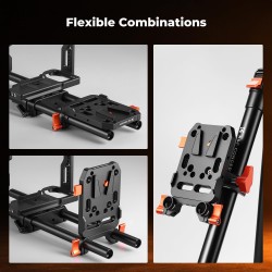 thumbnail Đế gắn Pin V mount plate K&F concept dual rod clamps MS-55 (kf0912.0501.0020) - 4