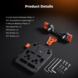 thumbnail Đế gắn Pin V mount plate K&F concept dual rod clamps MS-55 (kf0912.0501.0020) - 5