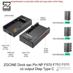 thumbnail Đế pin ZGCINE NP-F01 Battery Charger Adapter - 0