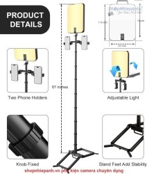 thumbnail Đèn Led YY-3 dạng cặp xếp gọn tích hợp chân và 2 kẹp điện thoại siêu tiện lợi - 0