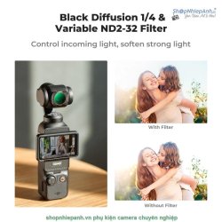 thumbnail Filter K&F concept 2in1 Black mist 1/4+ND2-ND32 for Osmo Pocket 3 AGC Japanese 28 layers nano HD Glass(KF01.2616) - 1