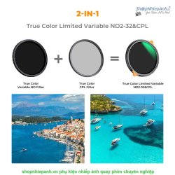 thumbnail Filter K&F concept 2in1 TRUE COLOR Variable ND2-ND32 + CPL MRC Nano X Multi-Layer Coatings Japanese AGC Glass 82mm - 0