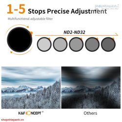 thumbnail Filter K&F concept 2in1 Nano-X Black Mist 1/4 + Variable ND2-ND32 Multi-Layer Coatings Japanese AGC Glass 82mm - 1