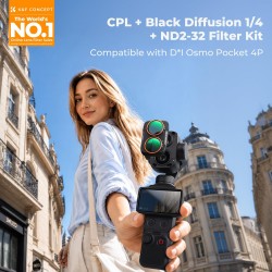 thumbnail Filter K&F concept CPL+Black diffusion 1/4+ND2-32 for DJI Osmo Pocket 4P 28-Multi-Layer Coatings AGC Japanese glass (kf0103.9902.0030) - 0