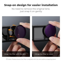 thumbnail Filter K&F concept ND8 ND16 ND32 ND64 for DJI Osmo Action 3/4/5 pro 28 Multi-Layer Coatings AGC Japanese glass snap on (sku.2076v1) - 6