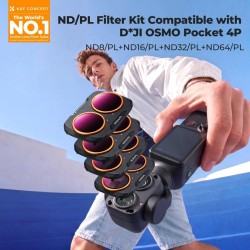 thumbnail Filter K&F Concept ND8/PL+ND16/PL+ND32/PL+ND64/PL for DJI Osmo Pocket 4P 28-Multi-Layer Coatings AGC Japanese glass (kf0103.9902.0070) - 0