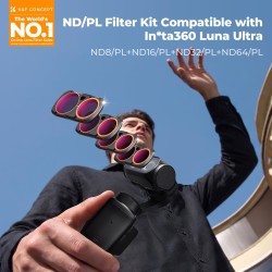 thumbnail Filter K&F CONCEPT UV+CPL+ND16/PL+ND32/PL+ND64/PL+ND256/PL for Insta360 Luna Ultra 28-Multi-Layer Coatings AGC Japanese glass (kf0103.9901.0060) - 0