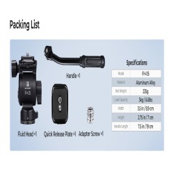 thumbnail Fluid head K&F concept FH-05 pan head (KF31.223) - 6