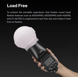 thumbnail Godox AK-R22 collapsible diffusion dome for Godox ho V1, AD100PRO, AD300PRO, AD200PRO (Với H200R) - 4