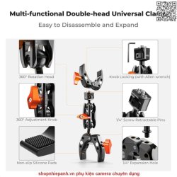 thumbnail Kẹp đa năng K&F concept K&F Concept Super Clamp with Dual Ballhead Magic Arm MS-25 KF31.096 - 3