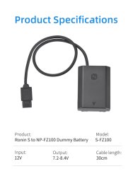 thumbnail KingMa For Ronin S to NP-FZ100 Dummy Battery - 2