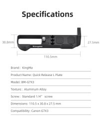 thumbnail L Plate KingMa BM-G7X3 Bracket Holder for Canon G7X III - 5