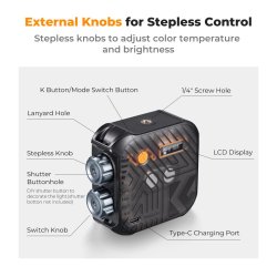 thumbnail Led K&F concept 2500K-9900K RGB 360 màu 21 hiệu ứng pin 2000mah KF34.036 - 0