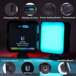 thumbnail Led mini W64RGB 2500K-9000K CRI95+ 20 hiệu ứng pin 20000mah - 1