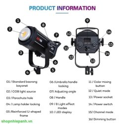 thumbnail Led ZSYB Y300S Bi color 3200K-5600K siêu sáng 300W - 5