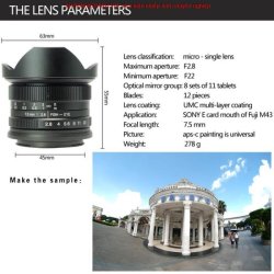 thumbnail Lens 7ARTISANS 7.5mm F2.8 II Fisheye for FX - 3