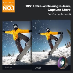 thumbnail Lens K&F Concept Wide angle 185° FOV Boost for DJI Osmo Action 6 AGC Japanese 28 layers nano HD Glass (kf12.0060) - 0
