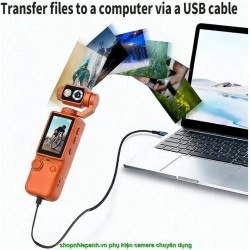 thumbnail Máy quay chống rung gimbal 360 4K Pocket OZCT Q8 cảm biến 1in / chống rung 3 trục / nhận diện gương mặt / cảm ứng 2in (Black) - 1