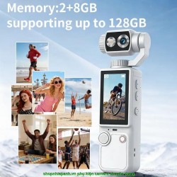 thumbnail Máy quay chống rung gimbal 360 4K Pocket OZCT Q8 cảm biến 1in / chống rung 3 trục / nhận diện gương mặt / cảm ứng 2in (Black) - 2