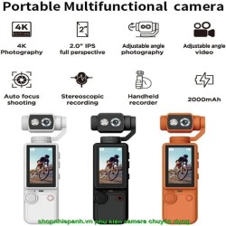 thumbnail Máy quay chống rung gimbal 360 4K Pocket OZCT Q8 cảm biến 1in / chống rung 3 trục / nhận diện gương mặt / cảm ứng 2in (Black) - 3