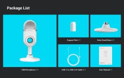 thumbnail Micro để bàn SIMORR Wave U1 USB Condenser Microphone (white) 3492 - 6