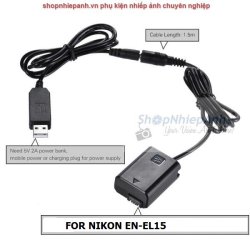 thumbnail Pin ảo Dummy Nikon EN-EL15 nguồn USB - 0