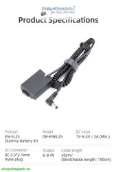 thumbnail Pin ảo Kingma DR-ENEL25 dummy battery for Nikon EN-EL25 - 0