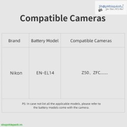 thumbnail Pin ảo Kingma Dummy battery for Nikon EN-EL25 nguồn cắm điện 220v - 1