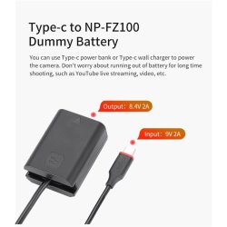 thumbnail Pin ảo Kingma TC-NPFZ100 Dummy battery for Sony FZ100 nguồn usb type C - 0