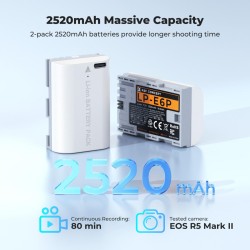 thumbnail Pin K&F concept LP-E6P 2520mah sạc trực tiếp type C fast charging for Canon E6 E6NH   EOS R6III R5II R6II C50 R6V R6 R7 5D 5DS R 6D 7D 60D 70D 80D 90D - 0