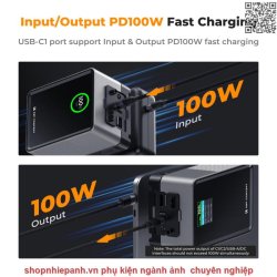 thumbnail Pin K&F concept mini V Mount 99Wh 6700mAh 14.8V 100W 6 cổng kết nối Dtap DC USB type C LCD thông minh(KF28.0024V1) - 0