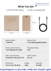thumbnail Pin Kingma NP-F970 7800mah cổng sạc type C trực tiếp (hỗ trợ sạc nhanh PD Quick charge) - 7