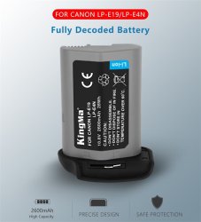 thumbnail Pin Kingma for Canon LP-E19 LP-E4N 2600mah  EOS 1DX 1DX II 1DX III, EOS R3, EOS 1 III, 1Ds III, EOS 1D IV, EOS 1Ds  IV, EOS-1D C, 1D, 1Ds - 0