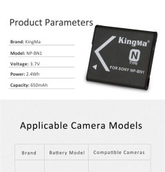 thumbnail Pin Kingma for sony NP-BN1 650mah