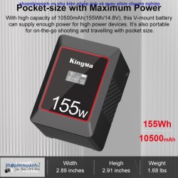 thumbnail Pin Kingma mini V mount KM-VK155 155Wh 10500mah - 0