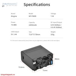 thumbnail Pin Kingma NP-F980D 10050mah for Sony F series F970 F770 F550 F570 - 1