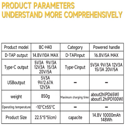 thumbnail Pin rời cầm tay YSKE BC-40H 20000mah tương thích đèn/camera output DC Type-C DTap - 6
