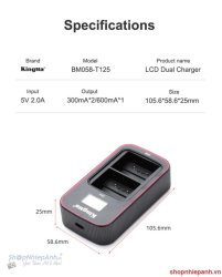 thumbnail Sạc Pin LCD ver3 Kingma NP-T125 for fujifilm GFX50S, GFX50R, GFX100 - 1