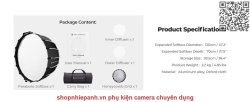 thumbnail Softbox 16 cạnh parabolic K&F concept 120cm Grid thao tác nhanh - 6