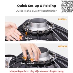 thumbnail Softbox 16 cạnh parabolic K&F concept 60cm Grid thao tác nhanh - 0