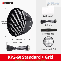 thumbnail Softbox 16 cạnh parabolic Triopo KP2 60cm Grid thao tác nhanh