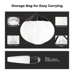 thumbnail Softbox cầu chinaball K&F 65cm Collapsible Lantern (ngàm bowens kim loại) - 6