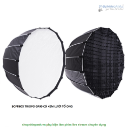thumbnail Softbox Parabolic thao tác nhanh Triopo GP90 kèm grid tổ ong 90cm - 0