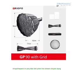 thumbnail Softbox Parabolic thao tác nhanh Triopo GP90 kèm grid tổ ong 90cm