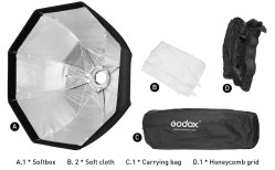 thumbnail softbox Tổ Ong octagon bát giác Godox 120cm Umbrella thao tác nhanh ngàm bowen - 5